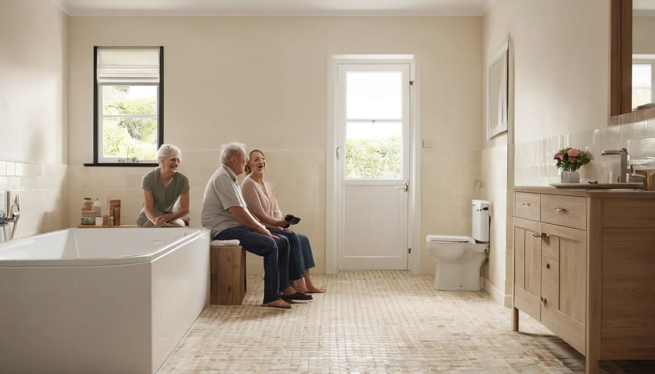A bright, accessible bathroom with a walk-in tub in a Princeton home